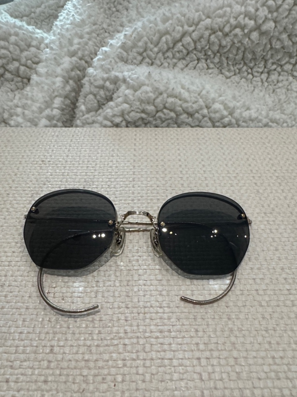 Vintage semi frameless sunglasses by artcraft USA gold metal arms